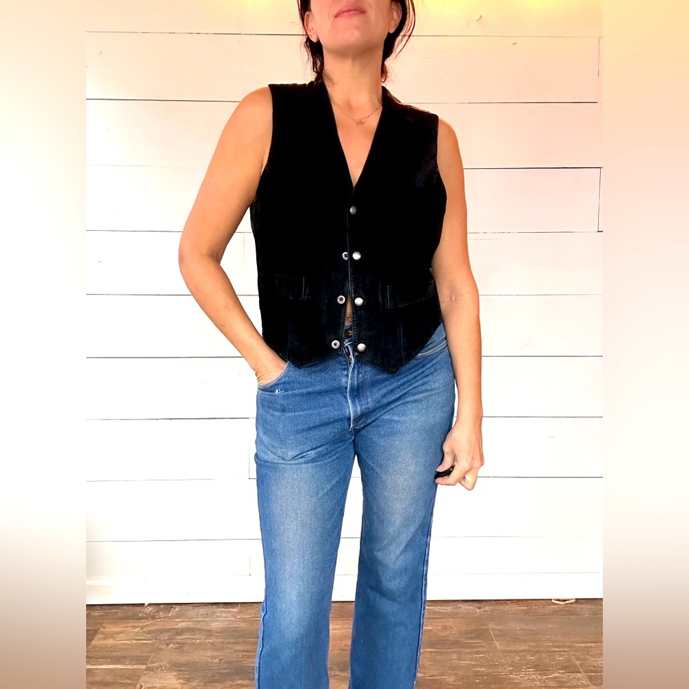 Brandon Thomas Vintage Black Leather Vest